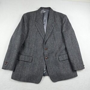Savile Row Tweed Wool Blazer Vintage Size 46R Herringbone Pinstripe